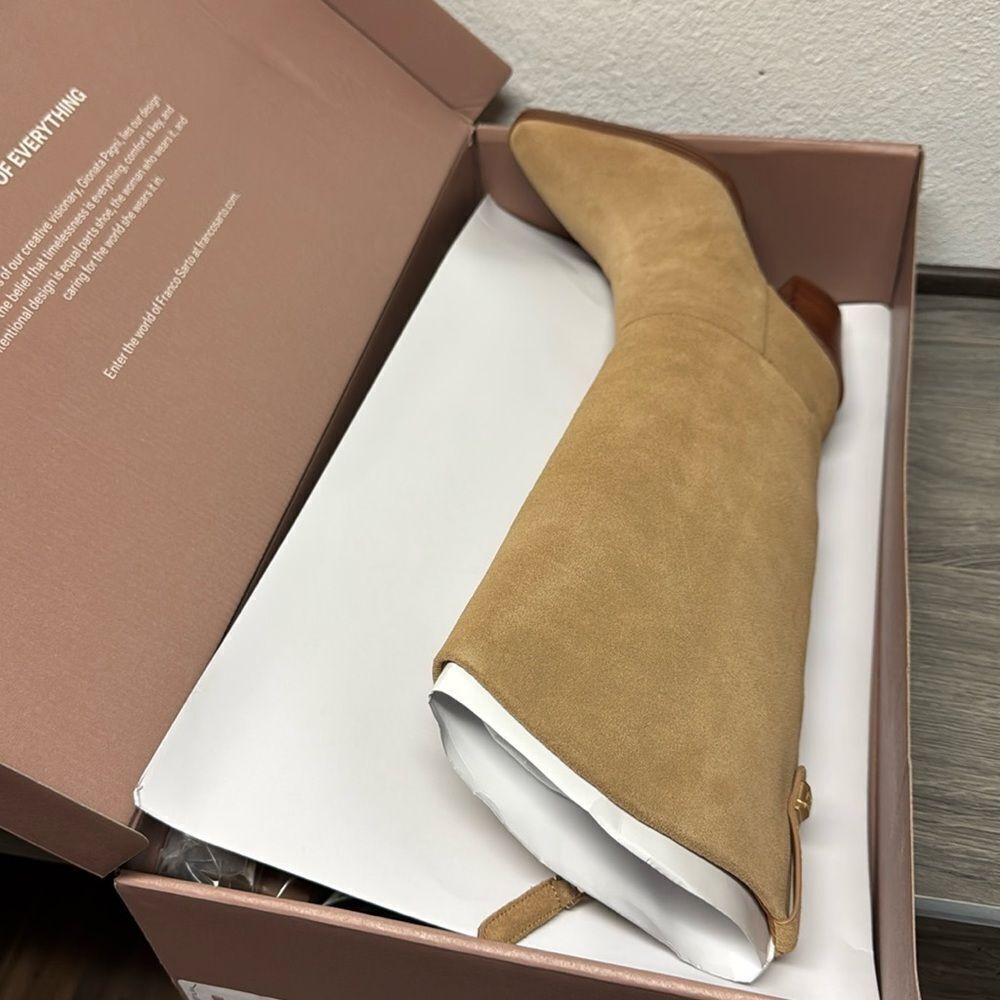 Franco Sarto Jasmine Knee High Boot In Pastorial Taupe Beige Suede - Picture 2 of 12